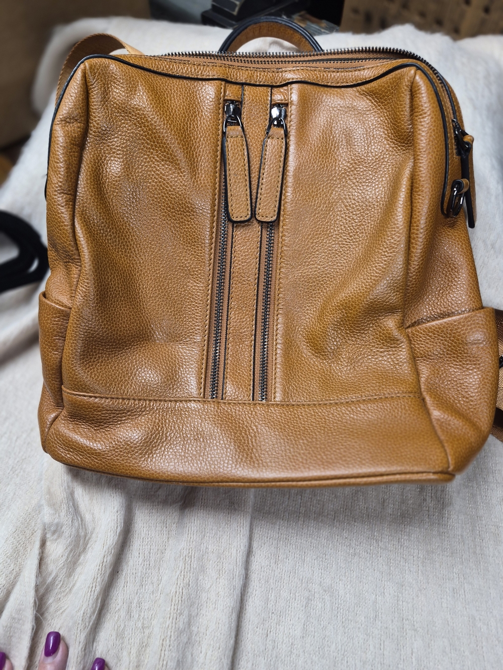 Women's Leather Backpack - Carry Bag